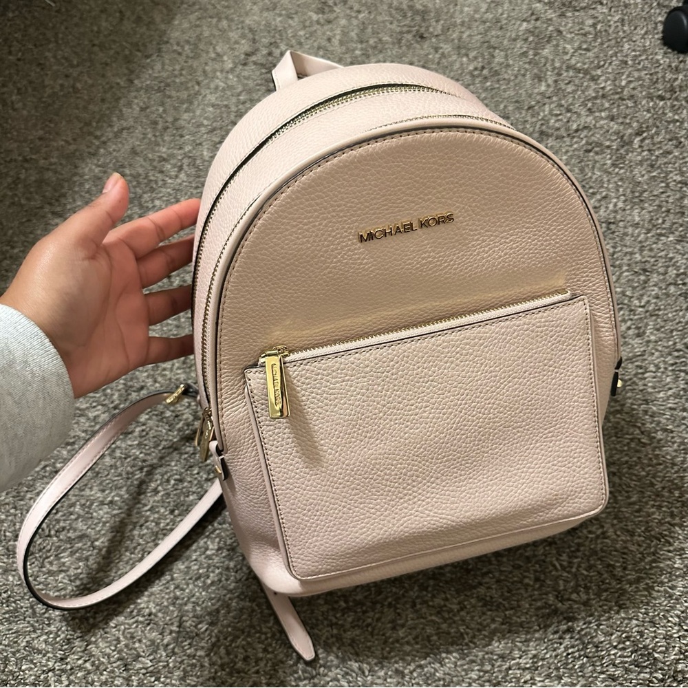 michael kors adina powder pink blush pebble leather backpack